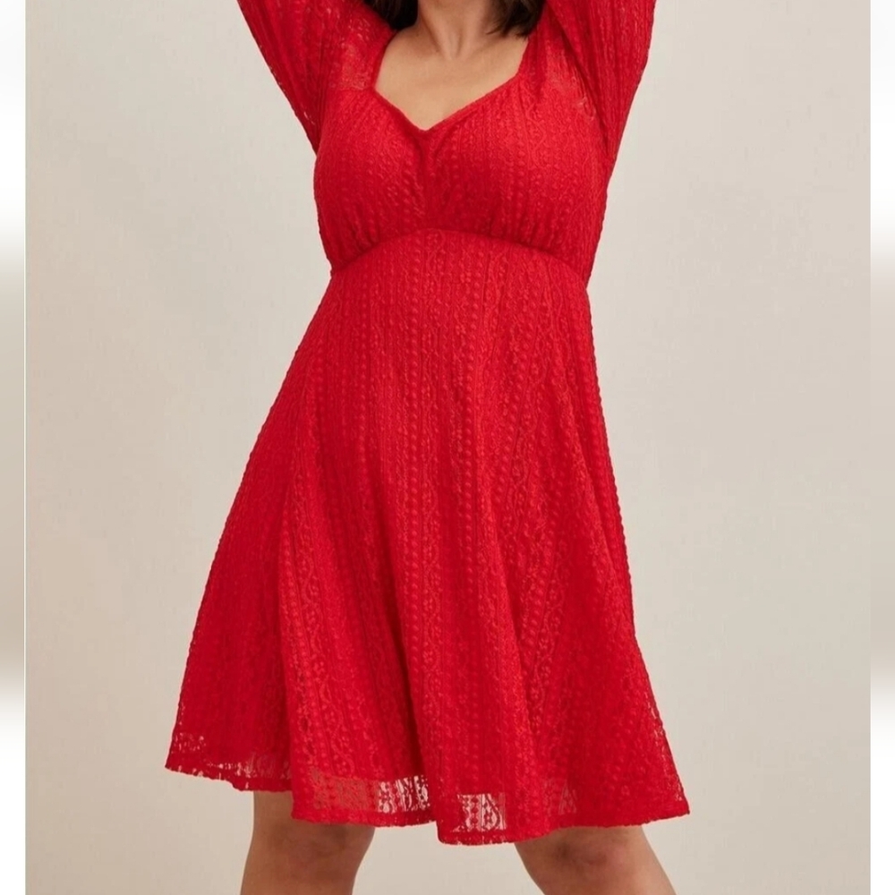 Torrid Red Lace Fit Flare Knee Length Mini Dress Size 4X